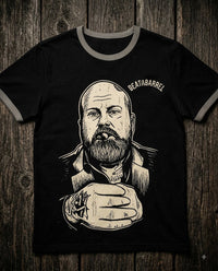 Portrait Ringer Tee — design mockup, not a photograph of a finished item